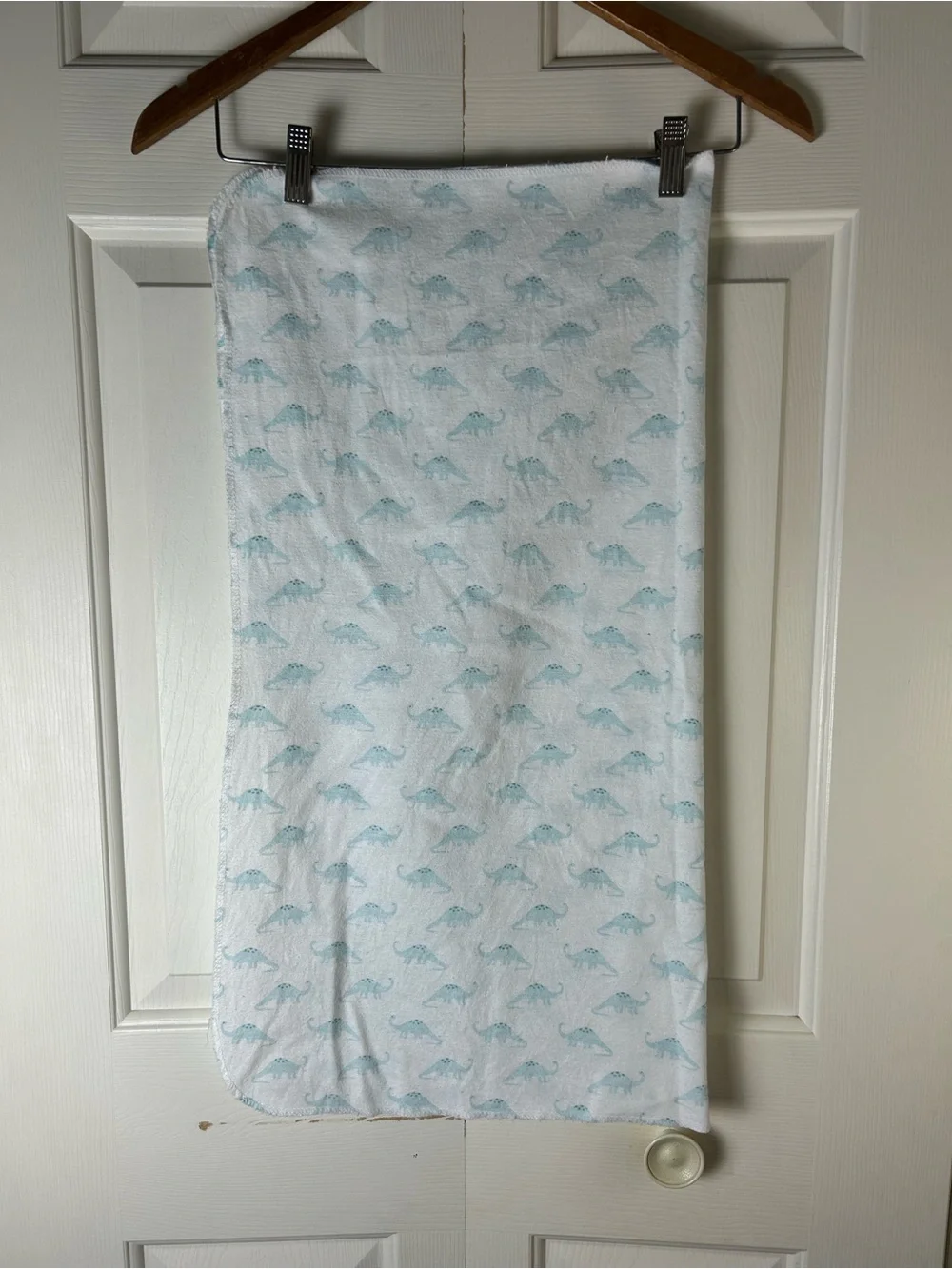 HB Hudson Baby Light Blue White Dinosaurs Receiving Blanket Flannel Thin